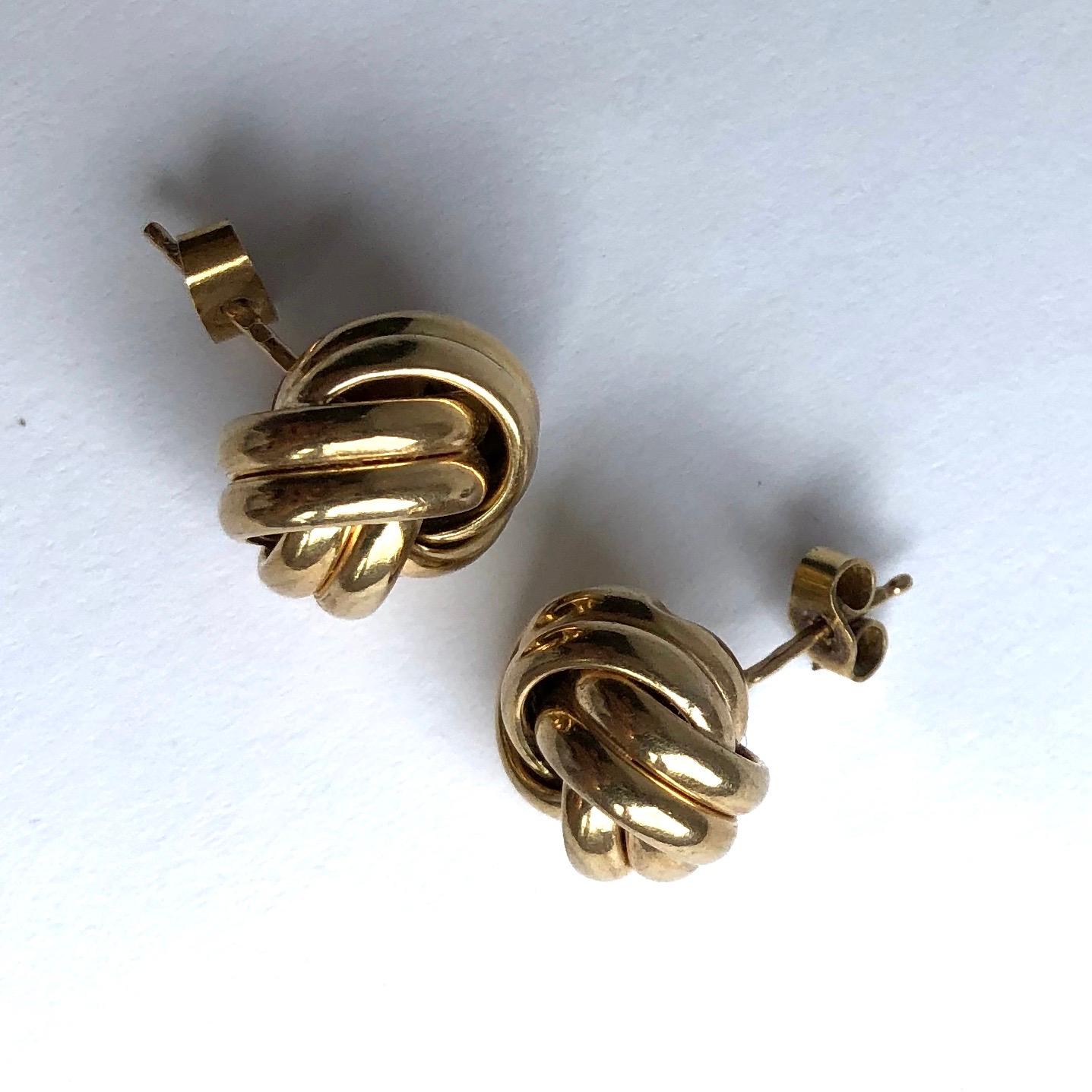 Modern Vintage 9 Carat Gold Knot Detail Stud Earrings