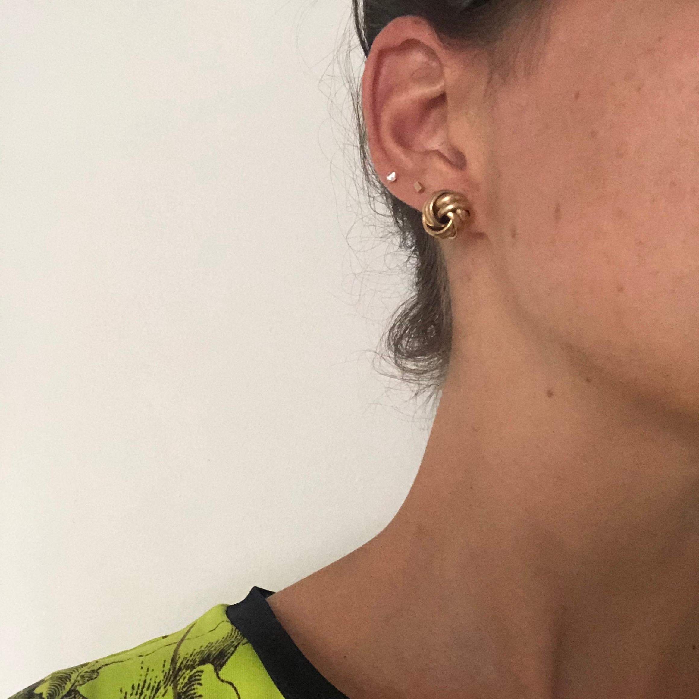 Women's Vintage 9 Carat Gold Knot Detail Stud Earrings