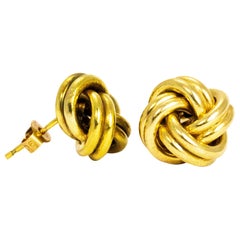 Vintage 9 Carat Gold Knot Detail Stud Earrings