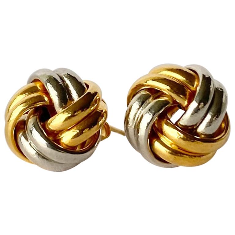 Vintage 9 Carat Gold Knot Stud Earring For Sale