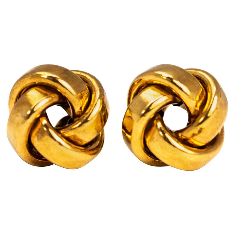 Vintage 9 Carat Gold Knot Stud Earring For Sale at 1stdibs