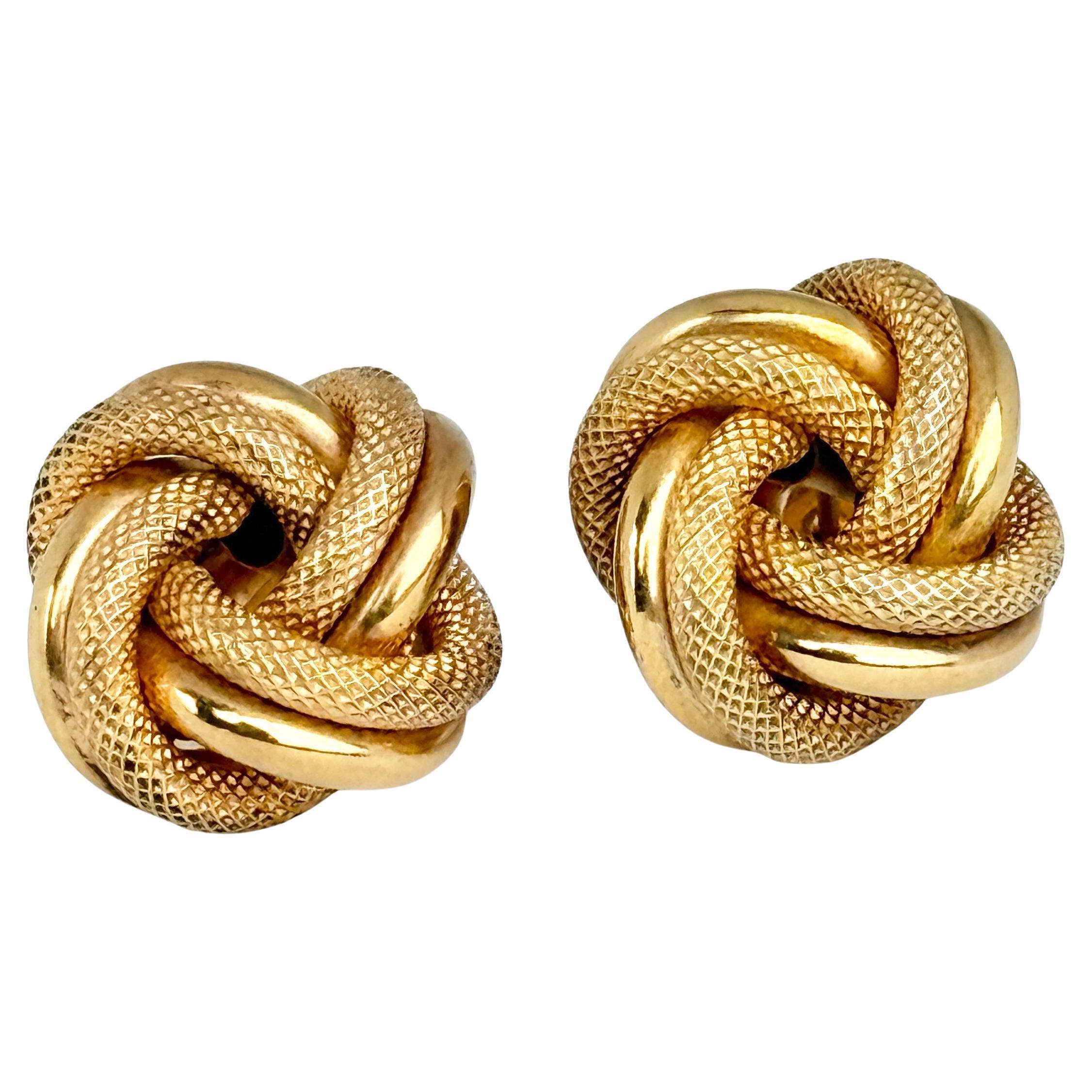 Boucle d'oreille vintage en or 9 carats avec nœud