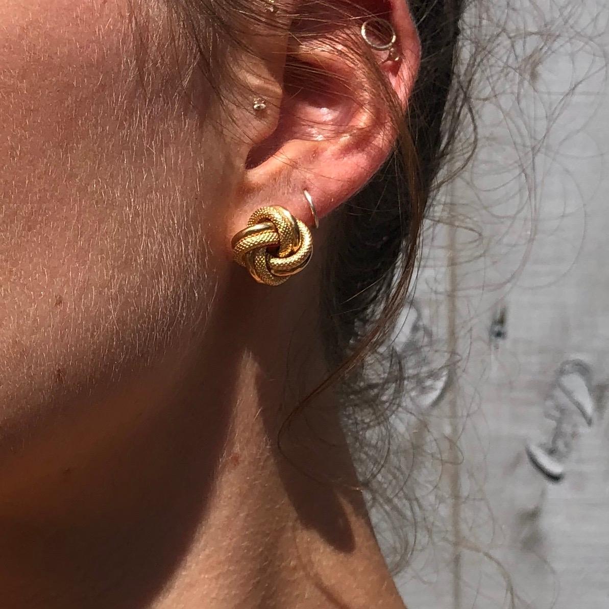 vintage gold knot earrings