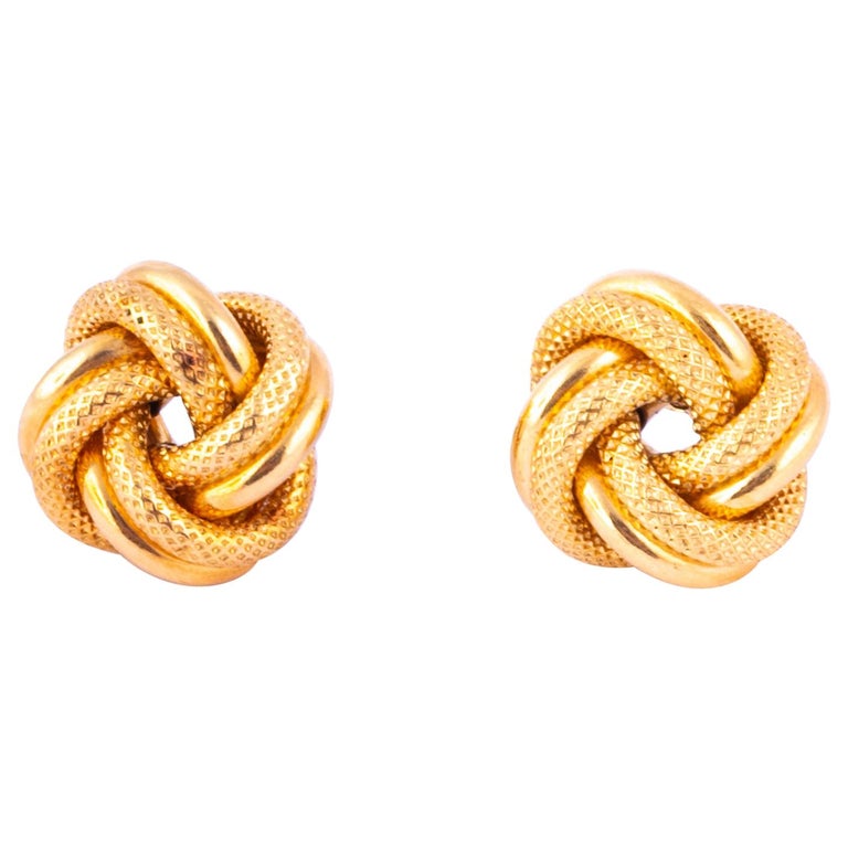 Vintage 9 Carat Gold Knot Stud Earrings at 1stDibs