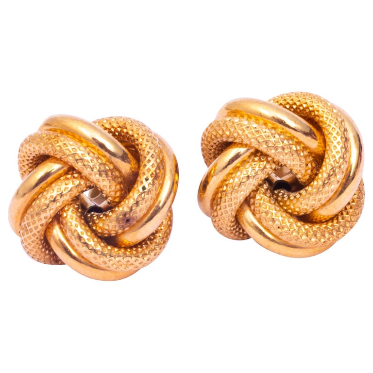 Vintage 9 Carat Gold Knot Stud Earrings For Sale at 1stDibs