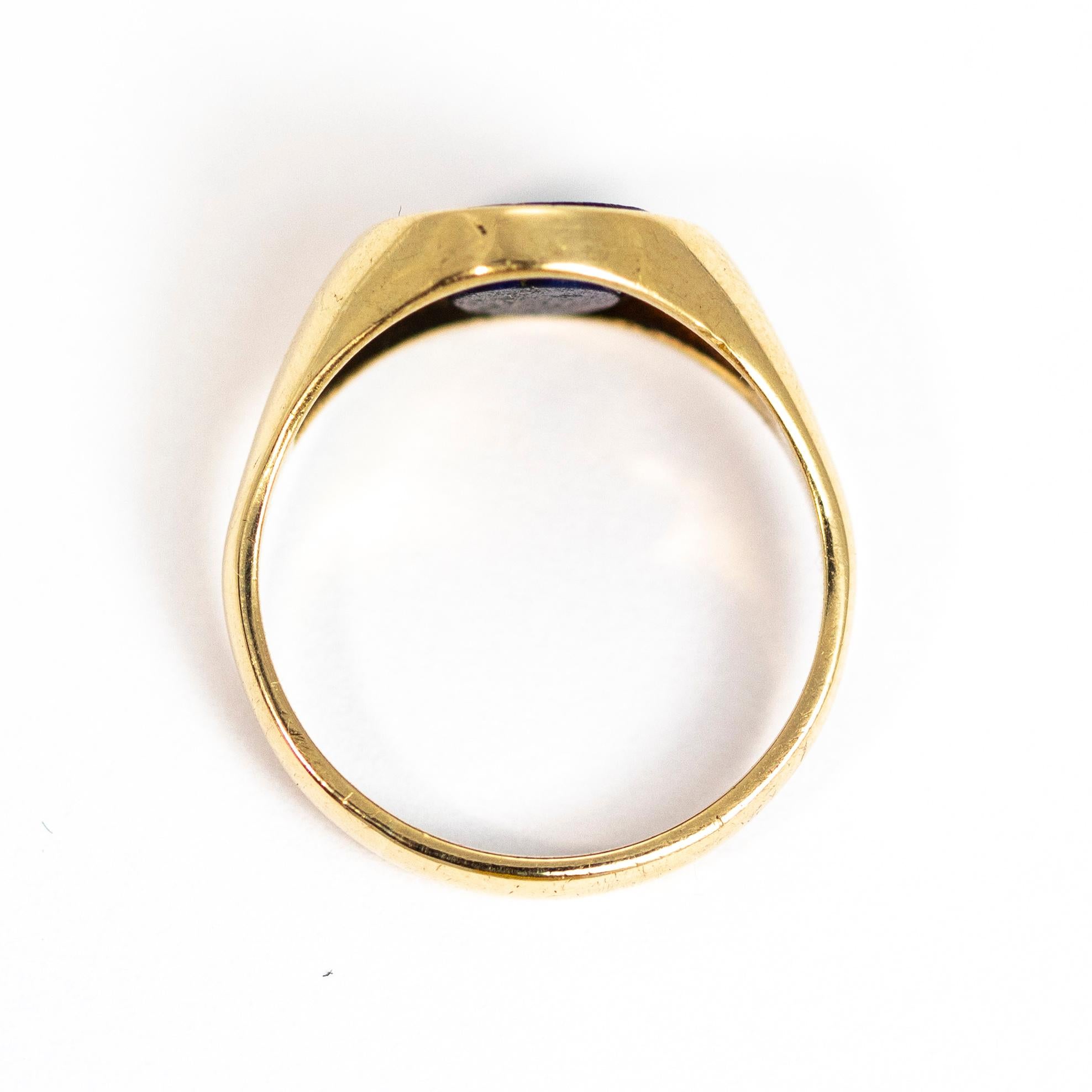 Women's or Men's Vintage 9 Carat Gold Lapis Lazuli Signet Ring
