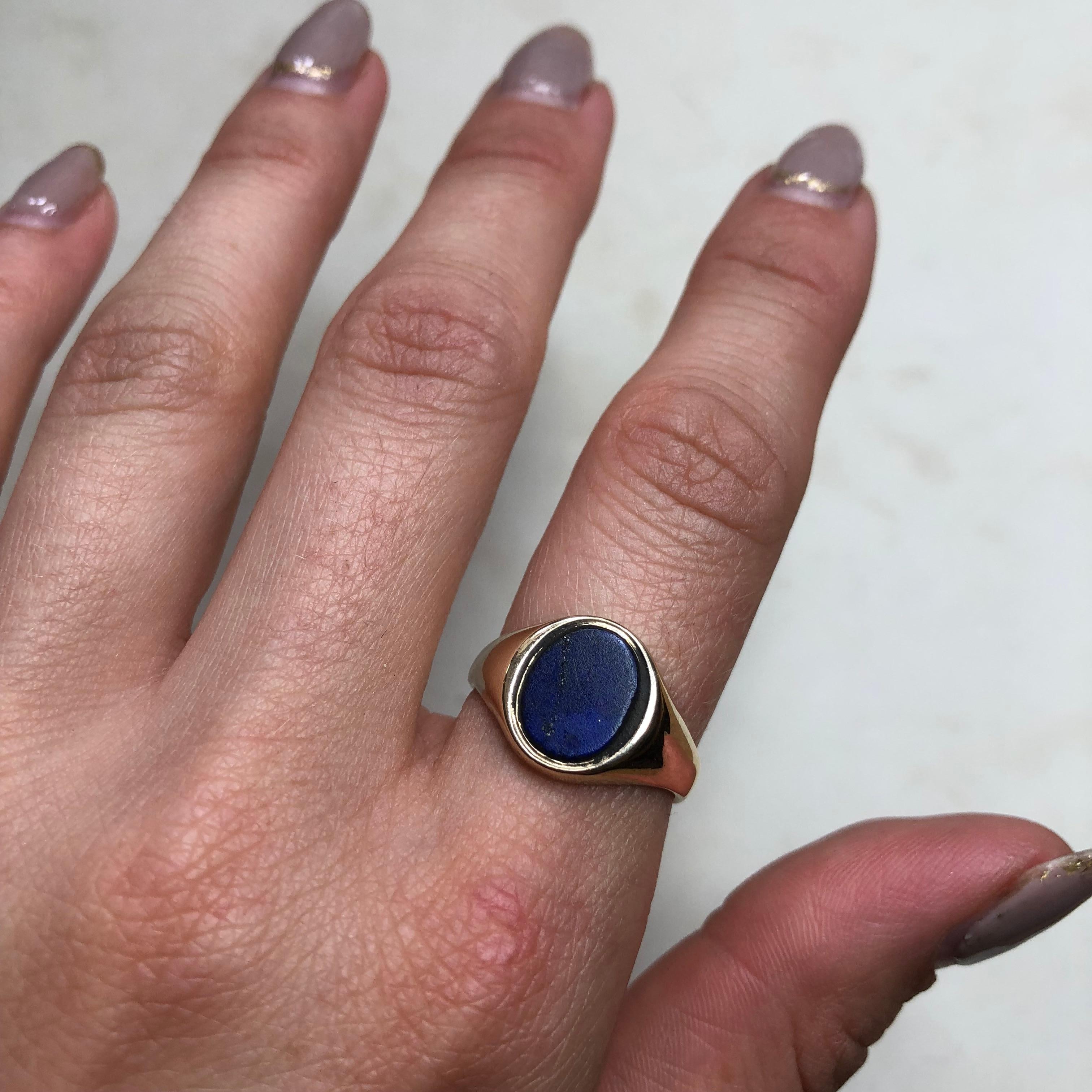 Vintage 9 Carat Gold Lapis Lazuli Signet Ring 1