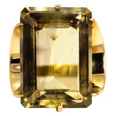 Vintage 9 Carat Gold Large Citrine Cocktail Ring