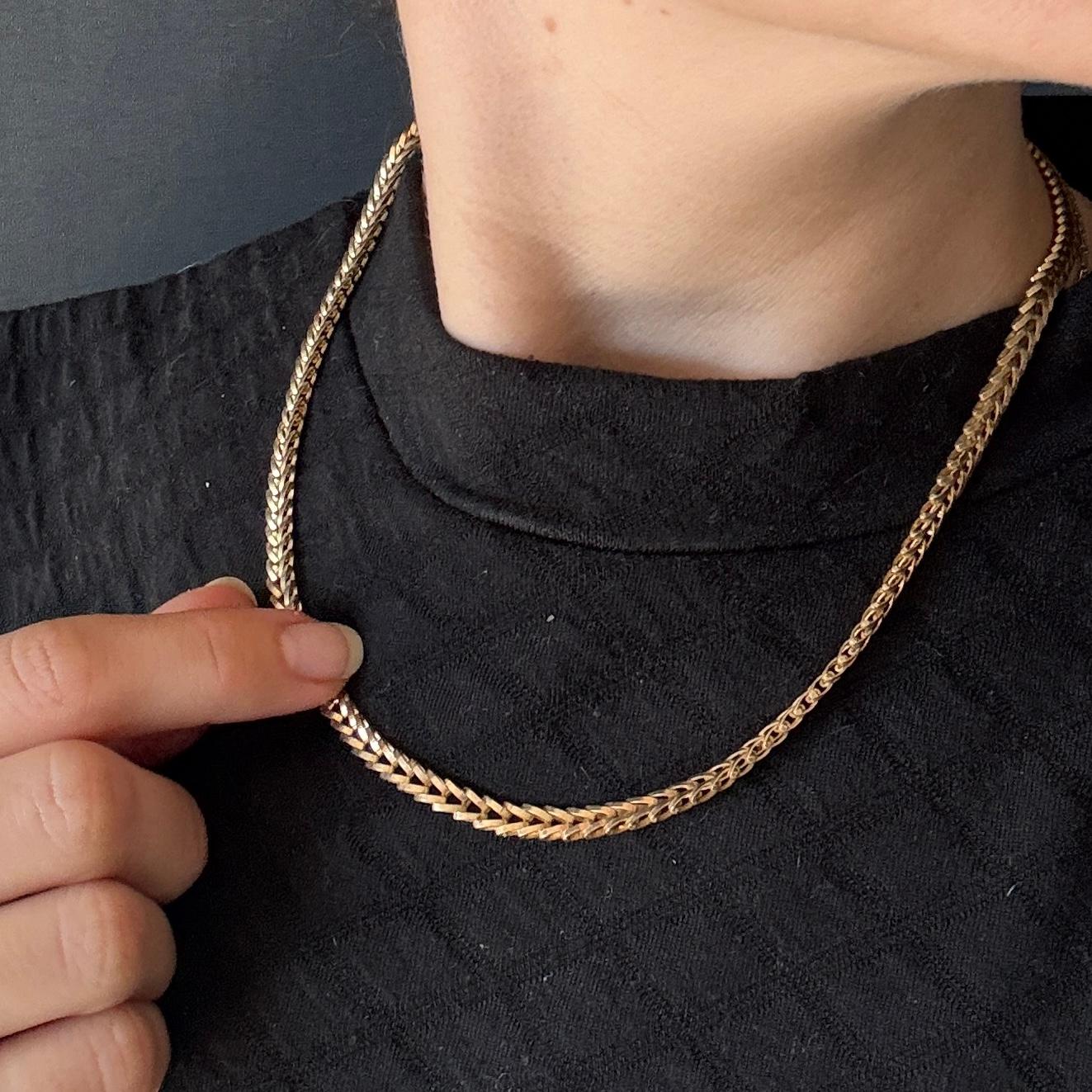 Gliederhalskette aus 9 Karat Gold, Vintage im Zustand „Gut“ im Angebot in Chipping Campden, GB