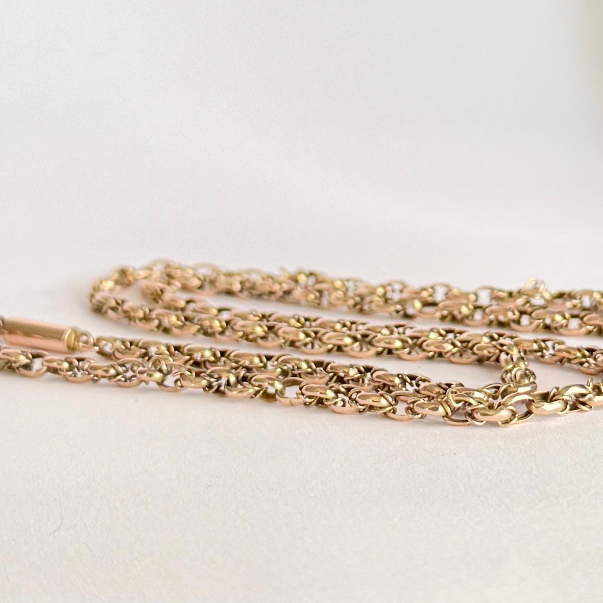 Femenino o masculino Collar de eslabones vintage de oro de 9 quilates en venta