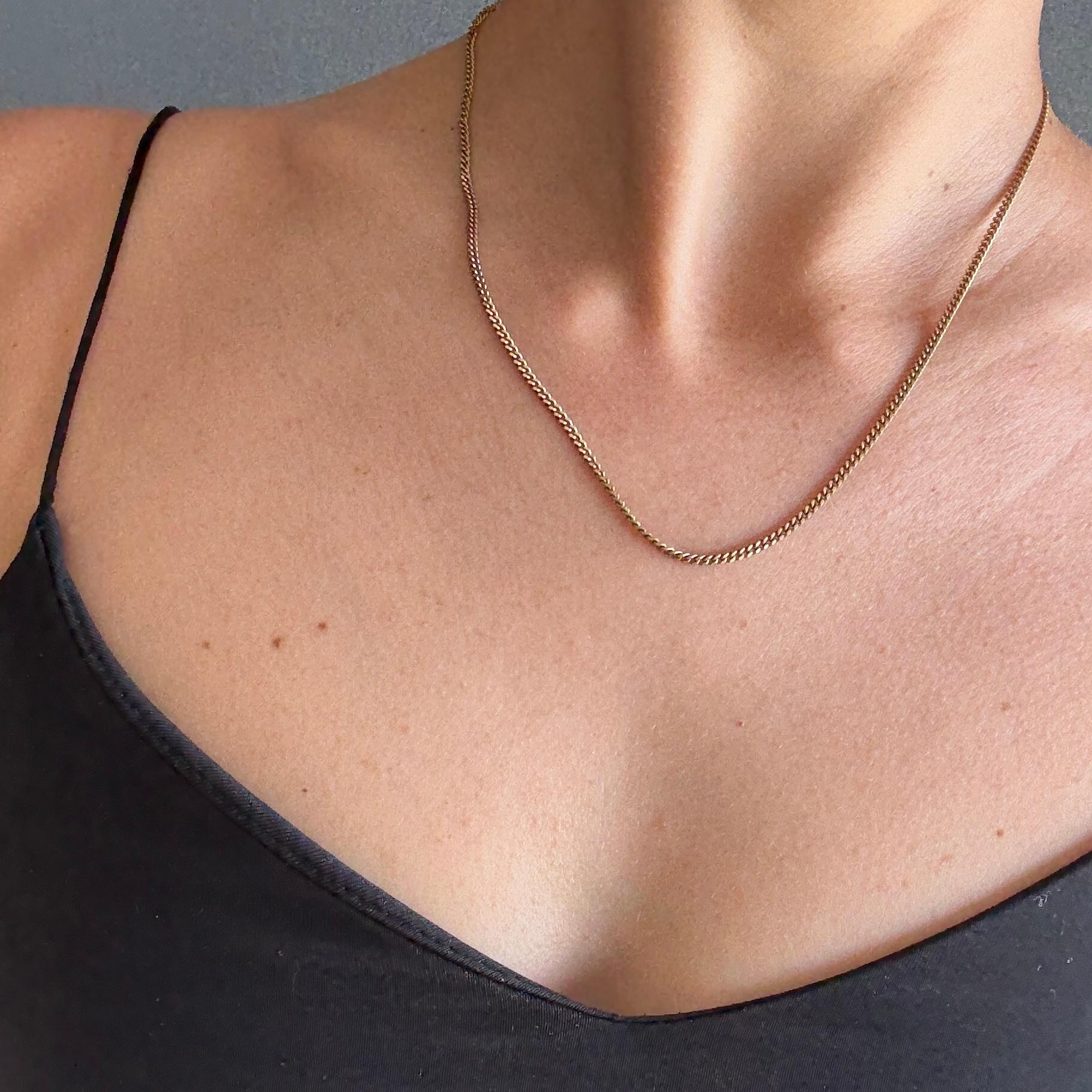 Femenino o masculino Collar de eslabones vintage de oro de 9 quilates en venta