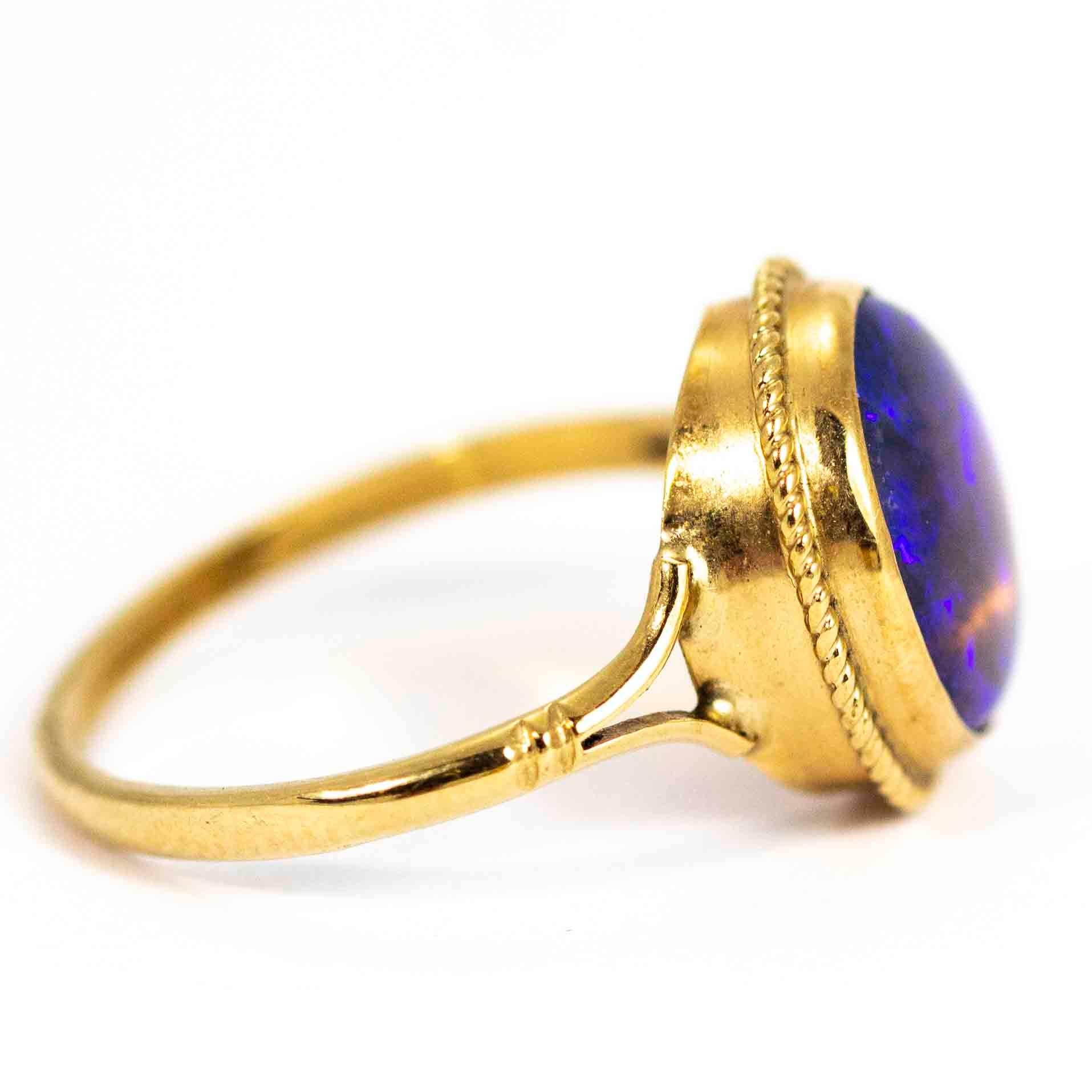 Women's or Men's Vintage 9 Carat Gold Purple Agate Ring