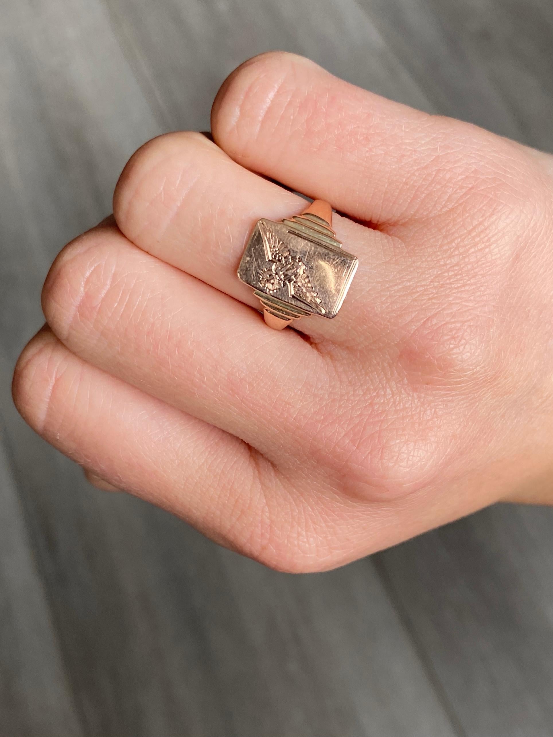 Siegelring, 9 Karat Gold, RAF für Damen oder Herren im Angebot