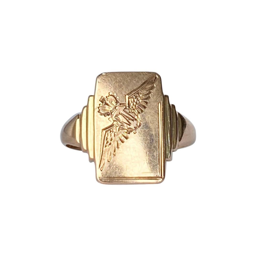 Vintage 9 Carat Gold RAF Signet Ring For Sale