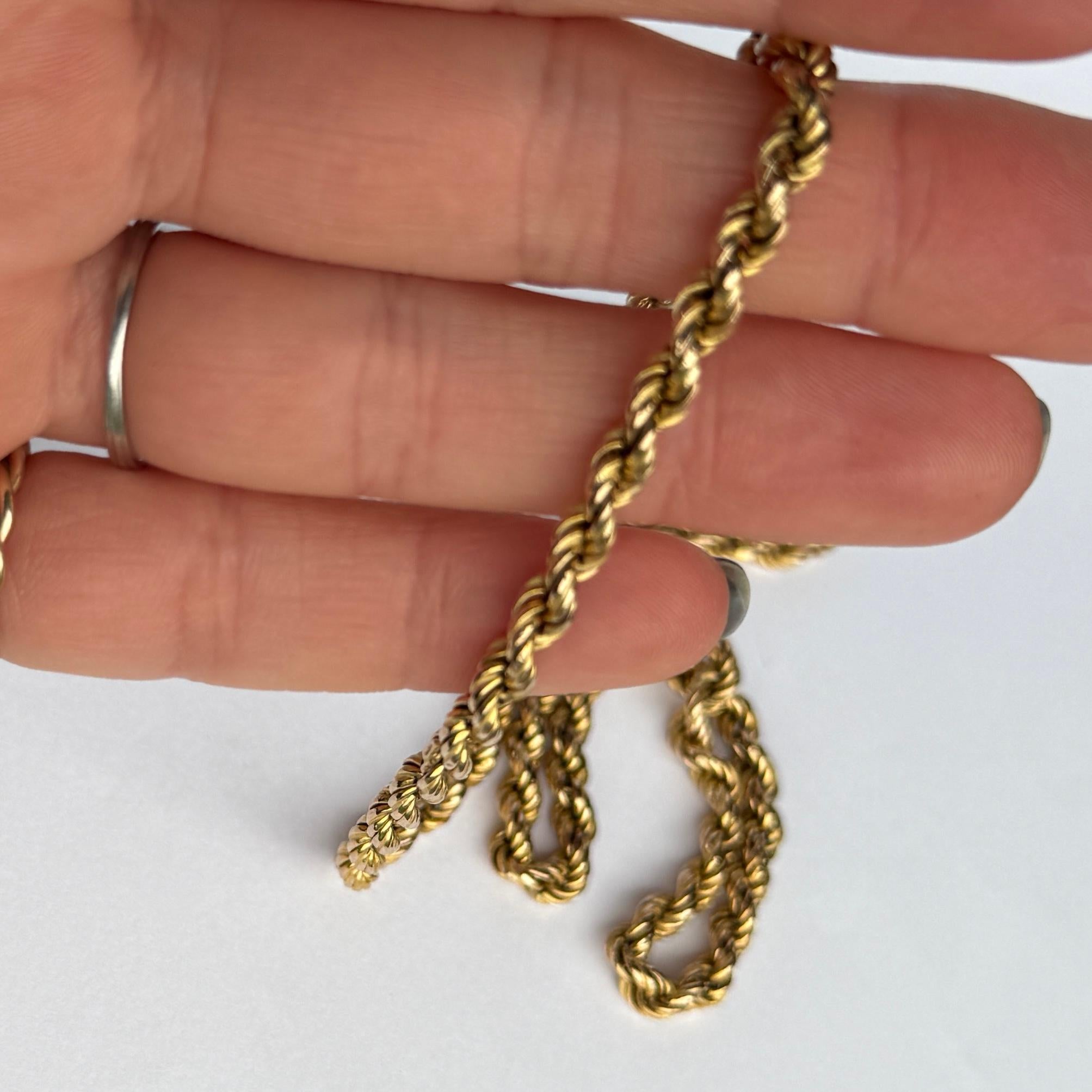 Modern Vintage 9 Carat Gold Rope Twist Link Necklace For Sale