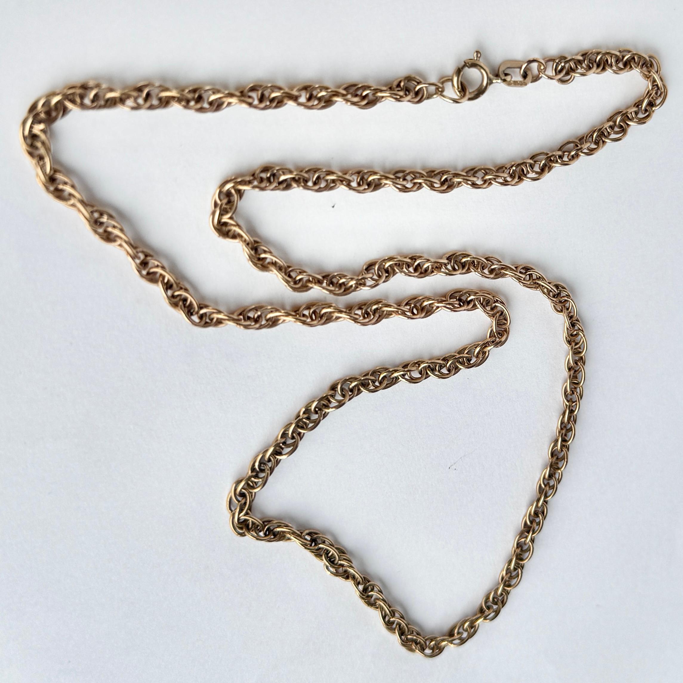 Modern Vintage 9 Carat Gold Rope Twist Link Necklace For Sale