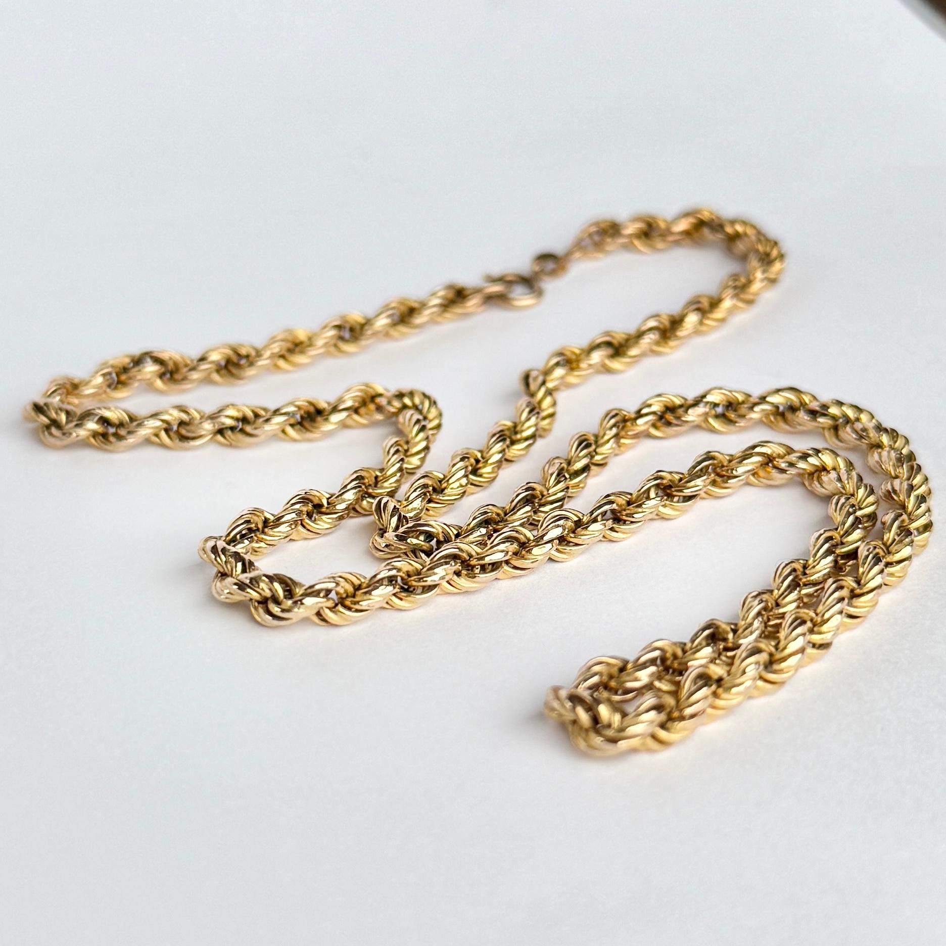 Women's or Men's Vintage 9 Carat Gold Rope Twist Link Necklace For Sale