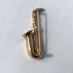 Vintage 9 Carat Gold Saxophone Brooch
