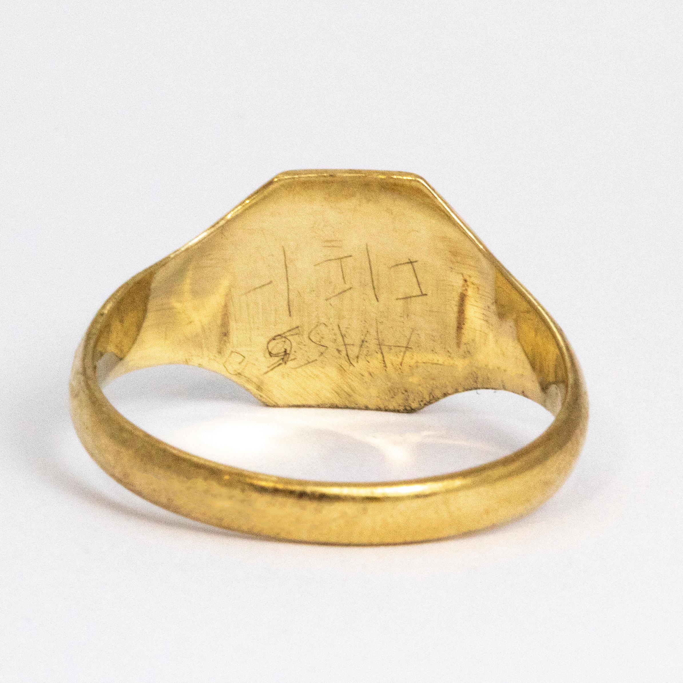 Modern Vintage 9 Carat Gold Signet Ring