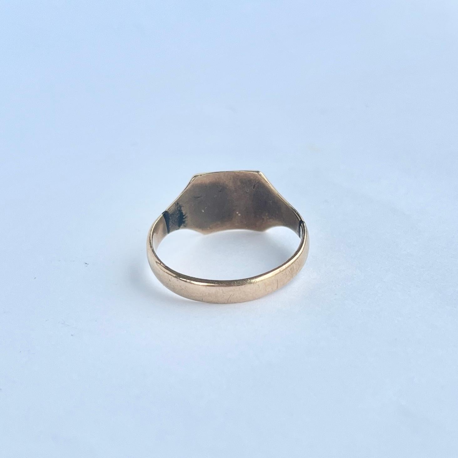 da uomo o donna Anello con sigillo d'epoca in oro 9 carati in vendita