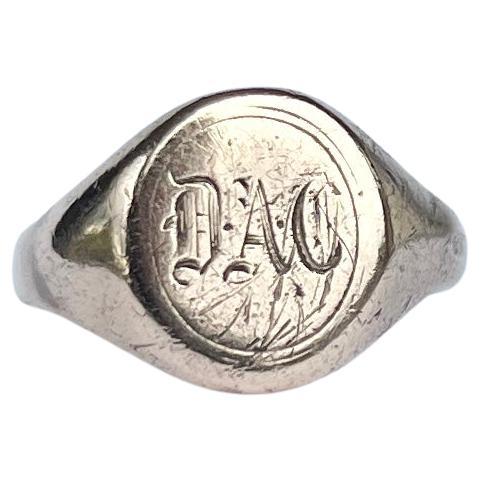 Anillo de sello vintage de oro de 9 quilates