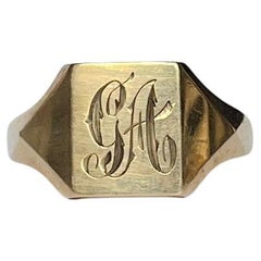 Anillo de sello vintage de oro de 9 quilates