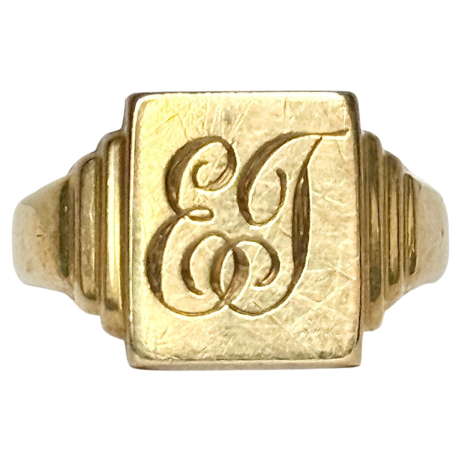 Bague chevalière vintage en or 9 carats