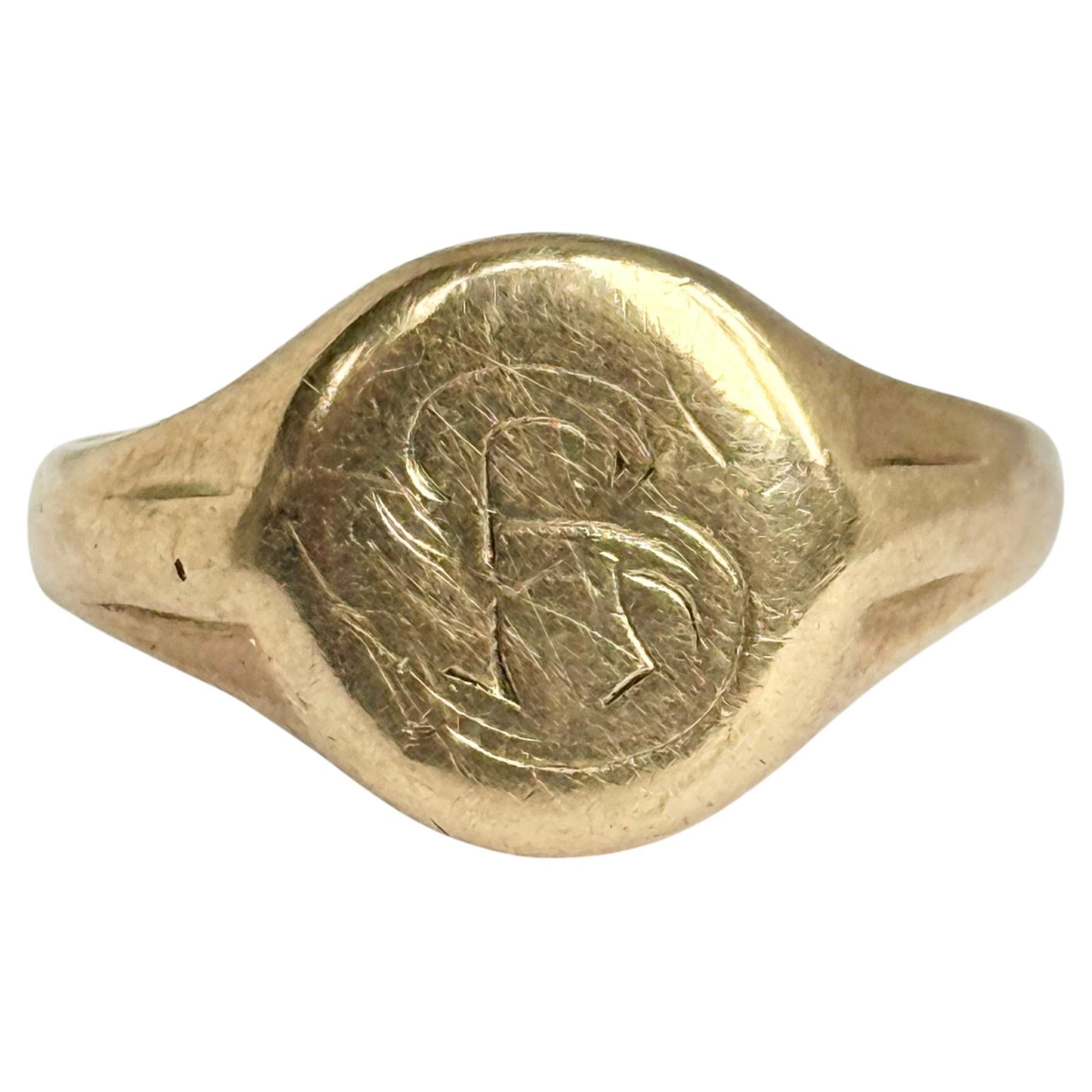 Bague chevalière vintage en or 9 carats