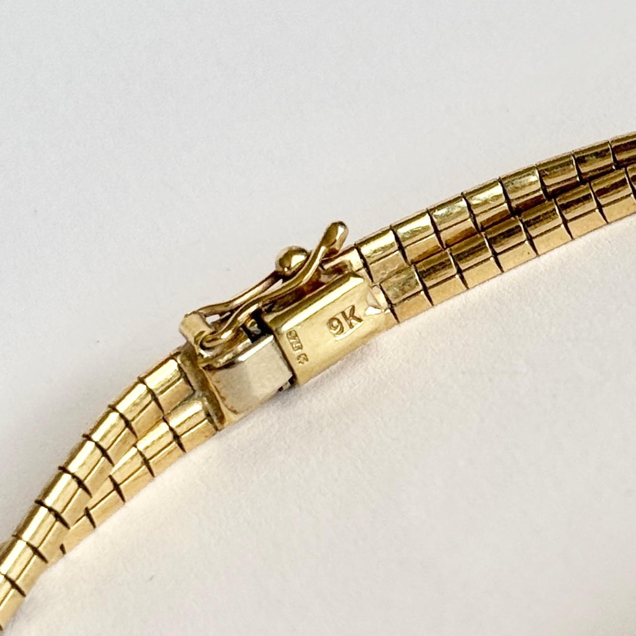 Vintage 9 Carat Gold Snake Link Bracelet Bon état - En vente à Chipping Campden, GB