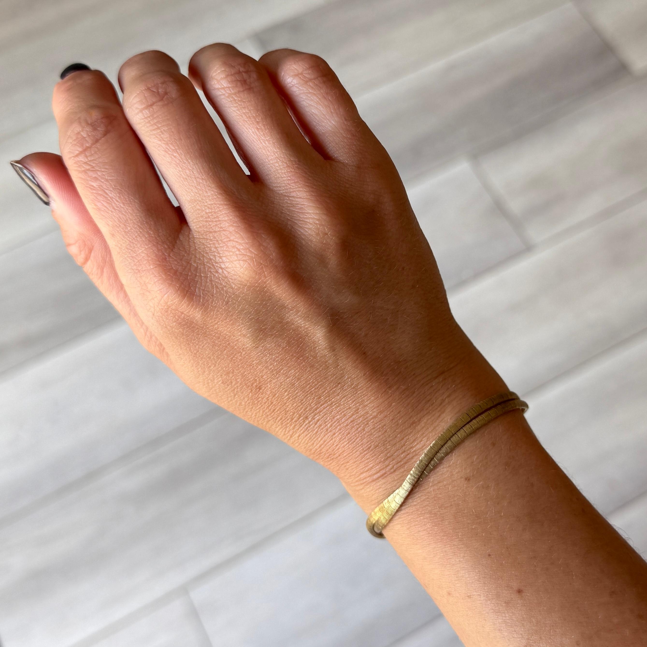 Vintage 9 Carat Gold Snake Link Bracelet Pour femmes en vente