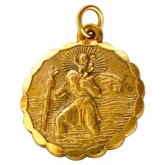 Vieux pendentif St Christophe en or 9 carats