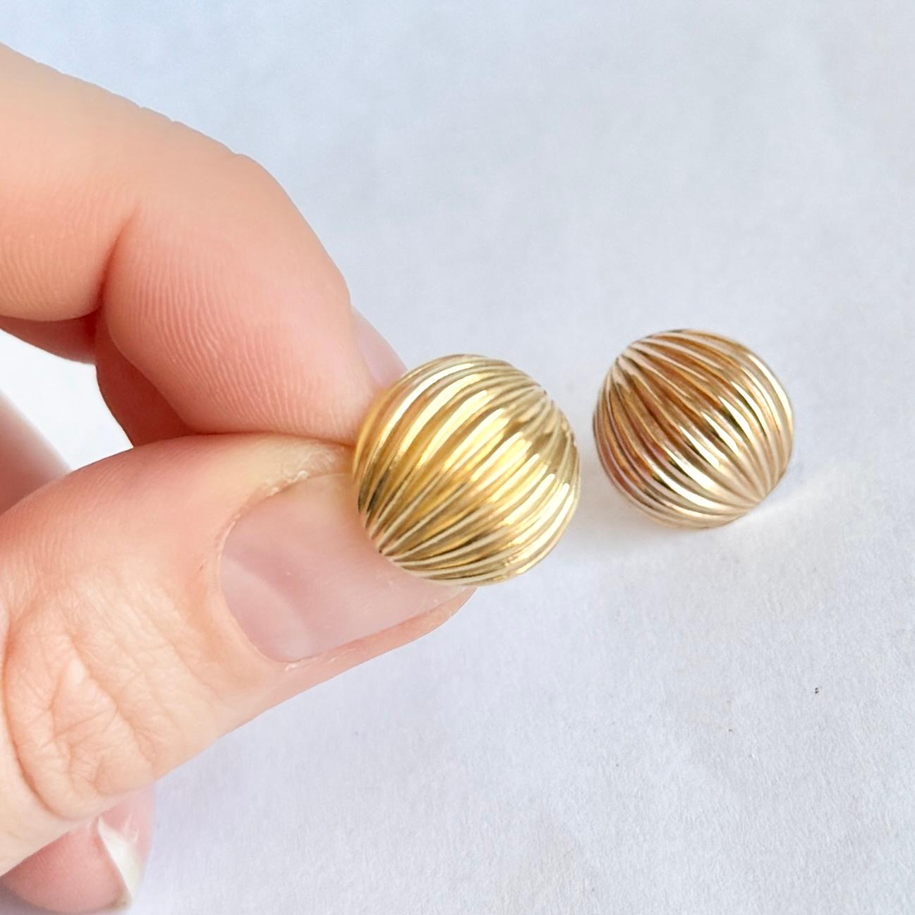 Modern Vintage 9 Carat Gold Textured Earrings For Sale