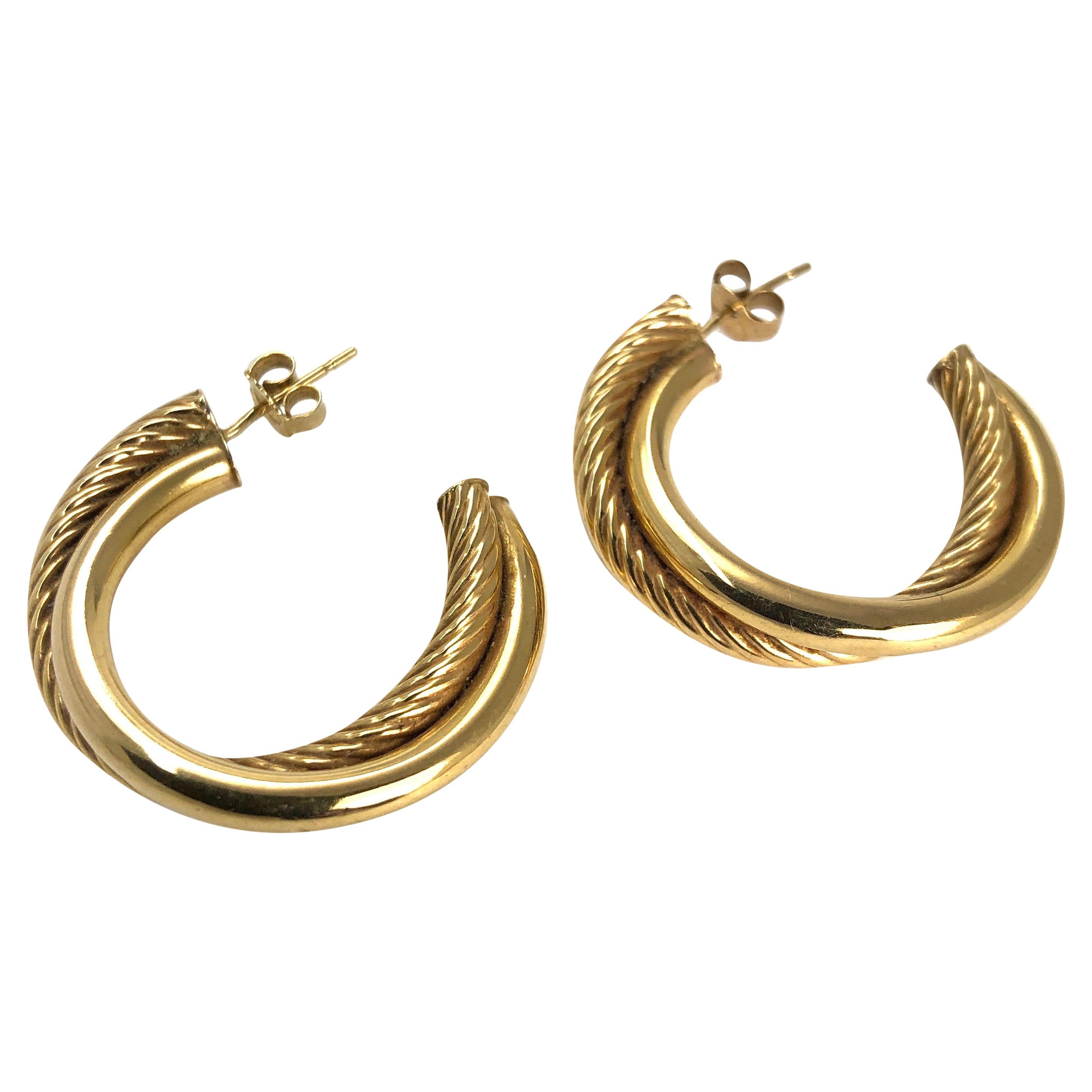 Gold 14k Hoop Earrings Vintage Fine Jewelry inv 928 Puffy Hoops Real Gold
