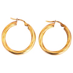 Vintage 9 Carat Gold Twist Hoop Studs Vintage 9 Carat Gold Twist Hoop Studs