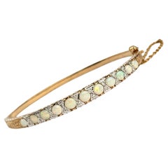 Bracelet jonc vintage en opale 9 carats