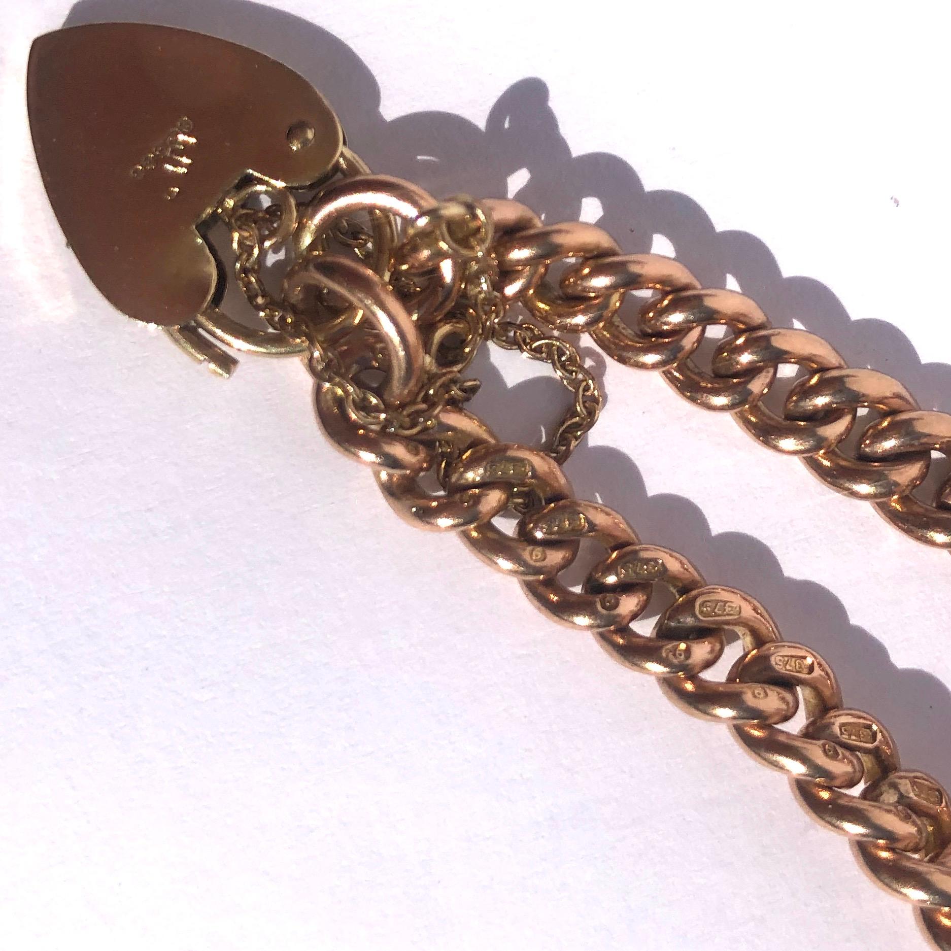 Modern Vintage 9 Carat Rose Gold Curb Bracelet