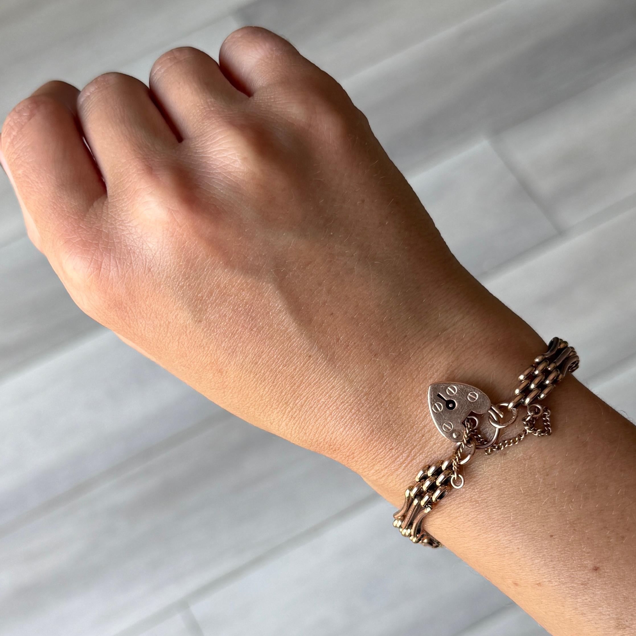 Donna Bracciale vintage A Link in oro rosa 9 carati in vendita
