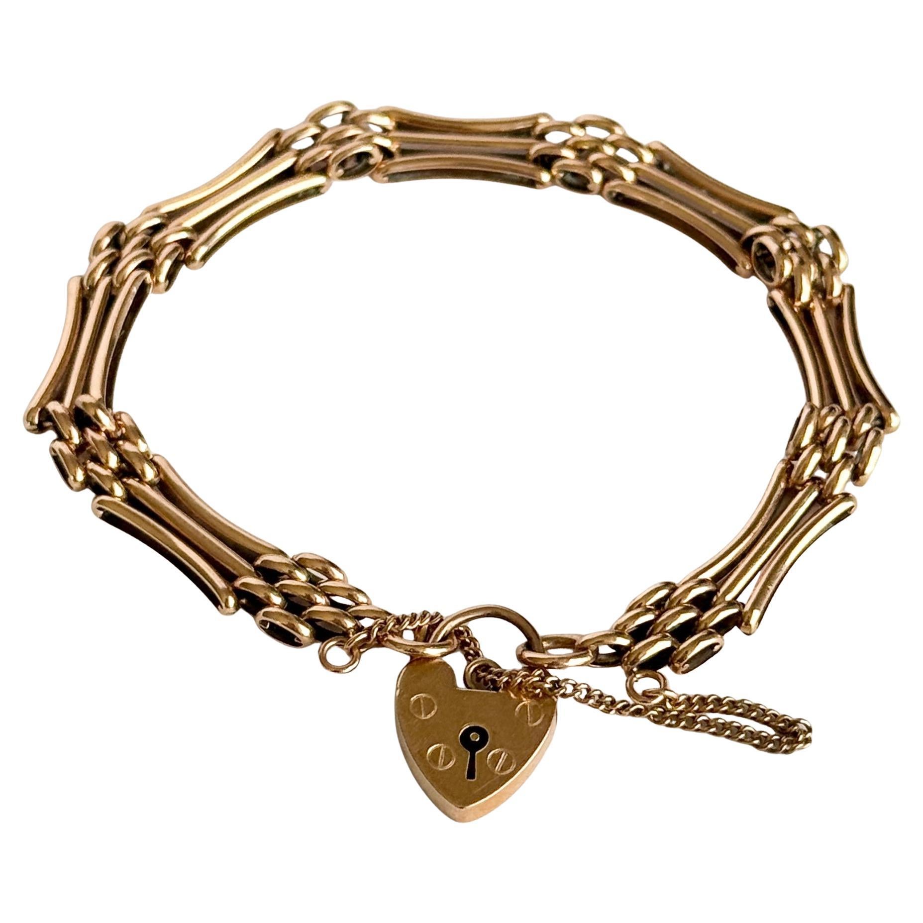 Vintage 9 Carat Rose Gold Gate Link Bracelet