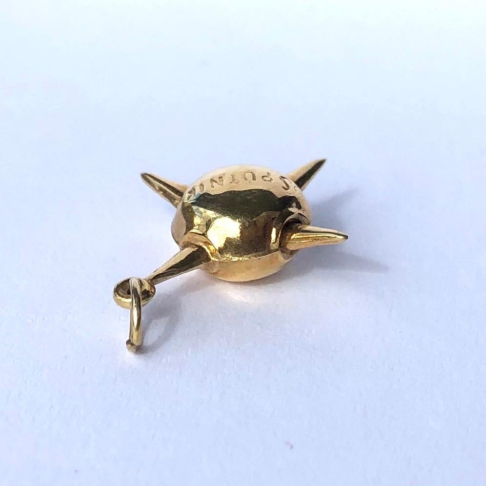 This is the sweetest little charm! It is a glossy gold sputnik model. The charm is modelled in 9ct gold. Made in London, England.

Longest Side: 23mm 

Weight: 0.75g