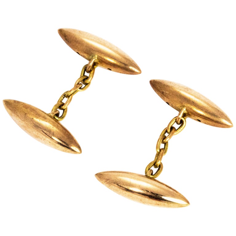 Vintage 9 Carat Torpedo Cuff Links For Sale at 1stDibs
