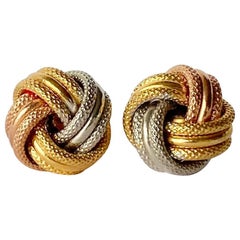 Clous d'oreilles vintage à nœuds en or tricolore 9 carats