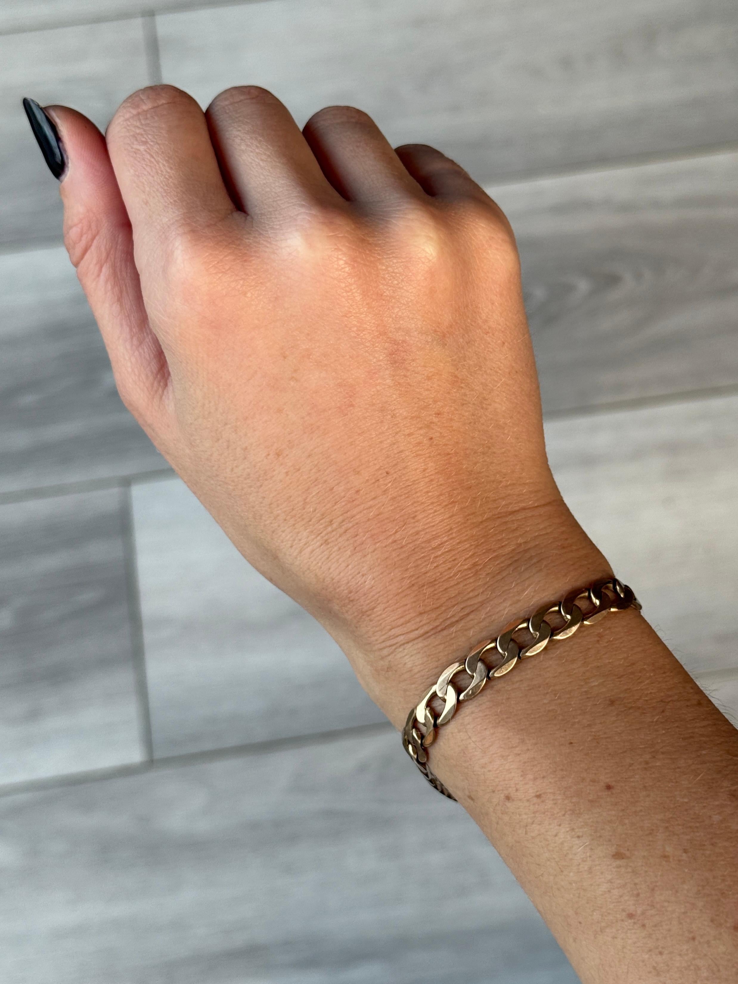 Vintage 9 Karat Gelbgold Curb Link-Armband im Angebot 2