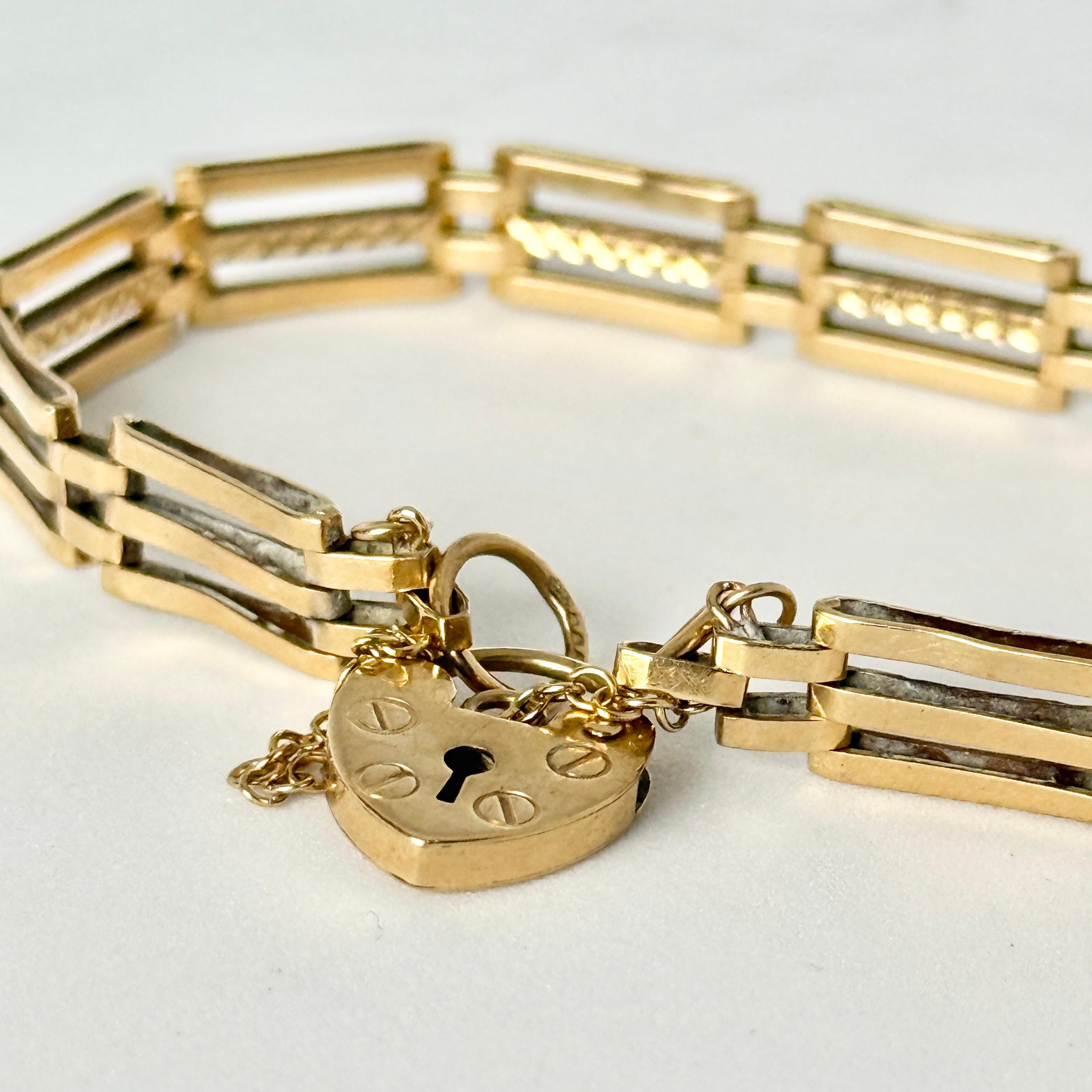 Donna Bracciale vintage A Link in oro giallo a 9 carati in vendita