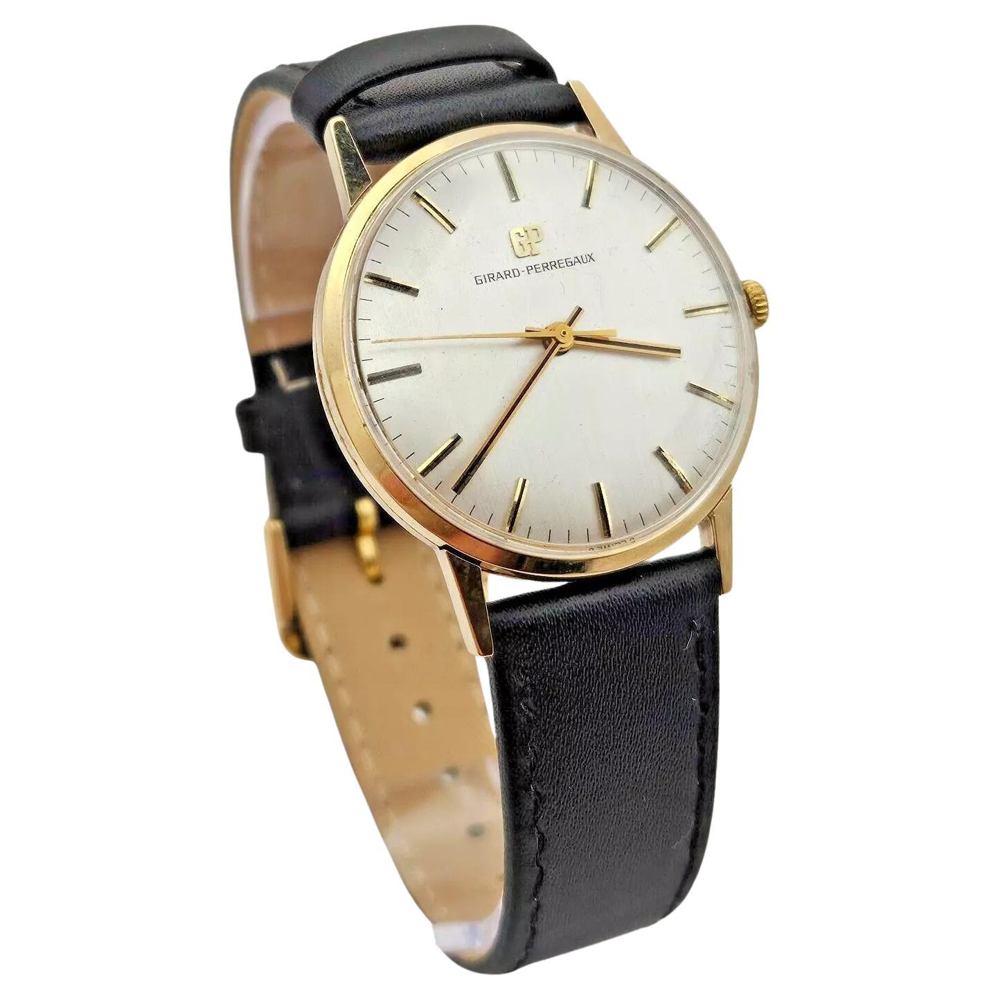 Vintage 9 Karat Gelbgold Herren Girard Perregaux 1950er Jahre Mechanische Armbanduhr