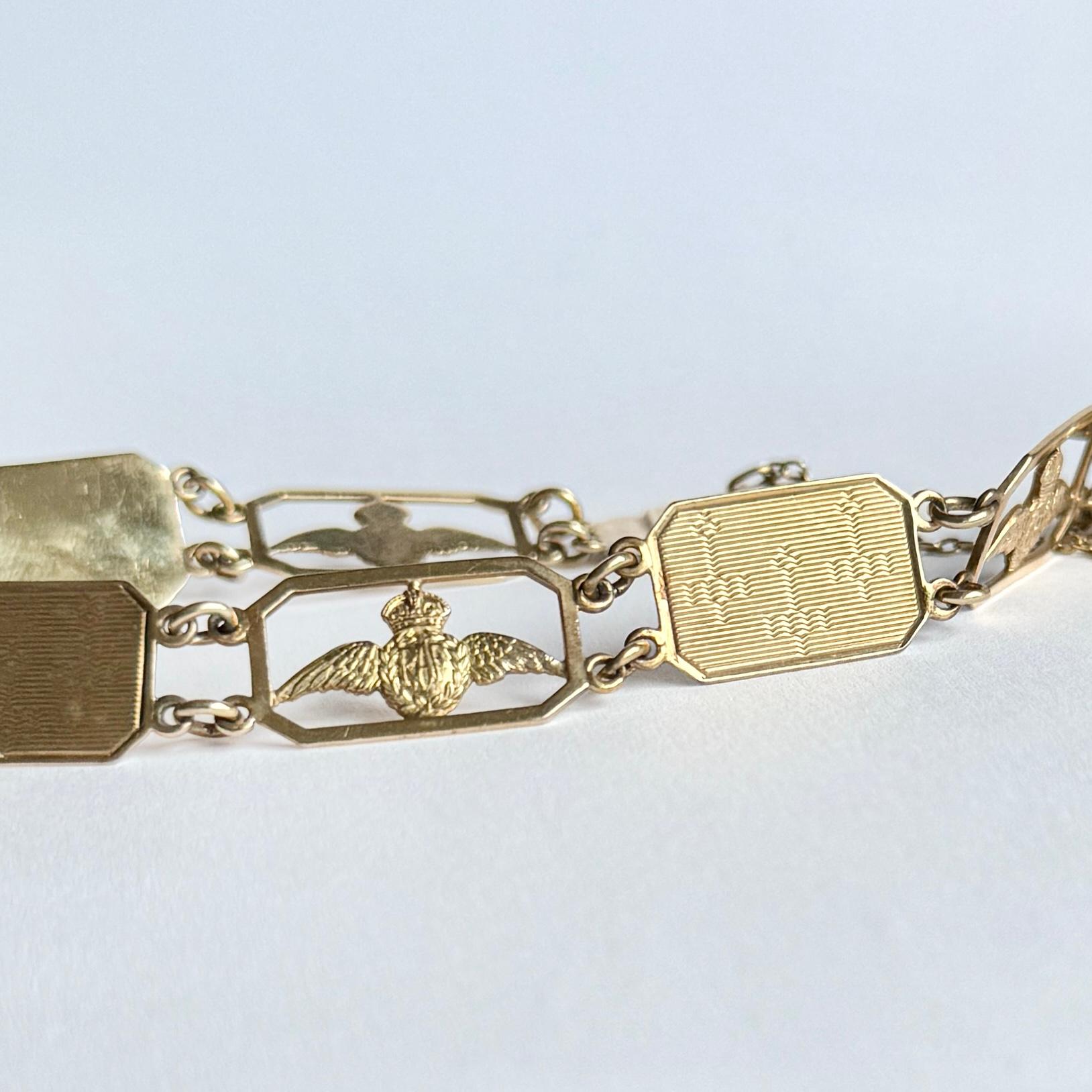 Bracelet vintage RAF en or jaune 9 carats en vente 1