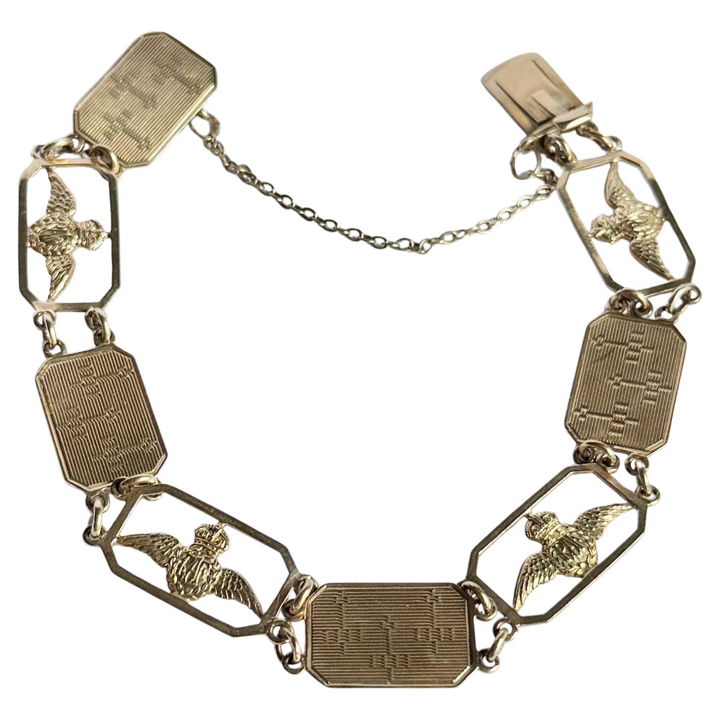 Vintage 9 Carat Yellow Gold 'RAF' Bracelet