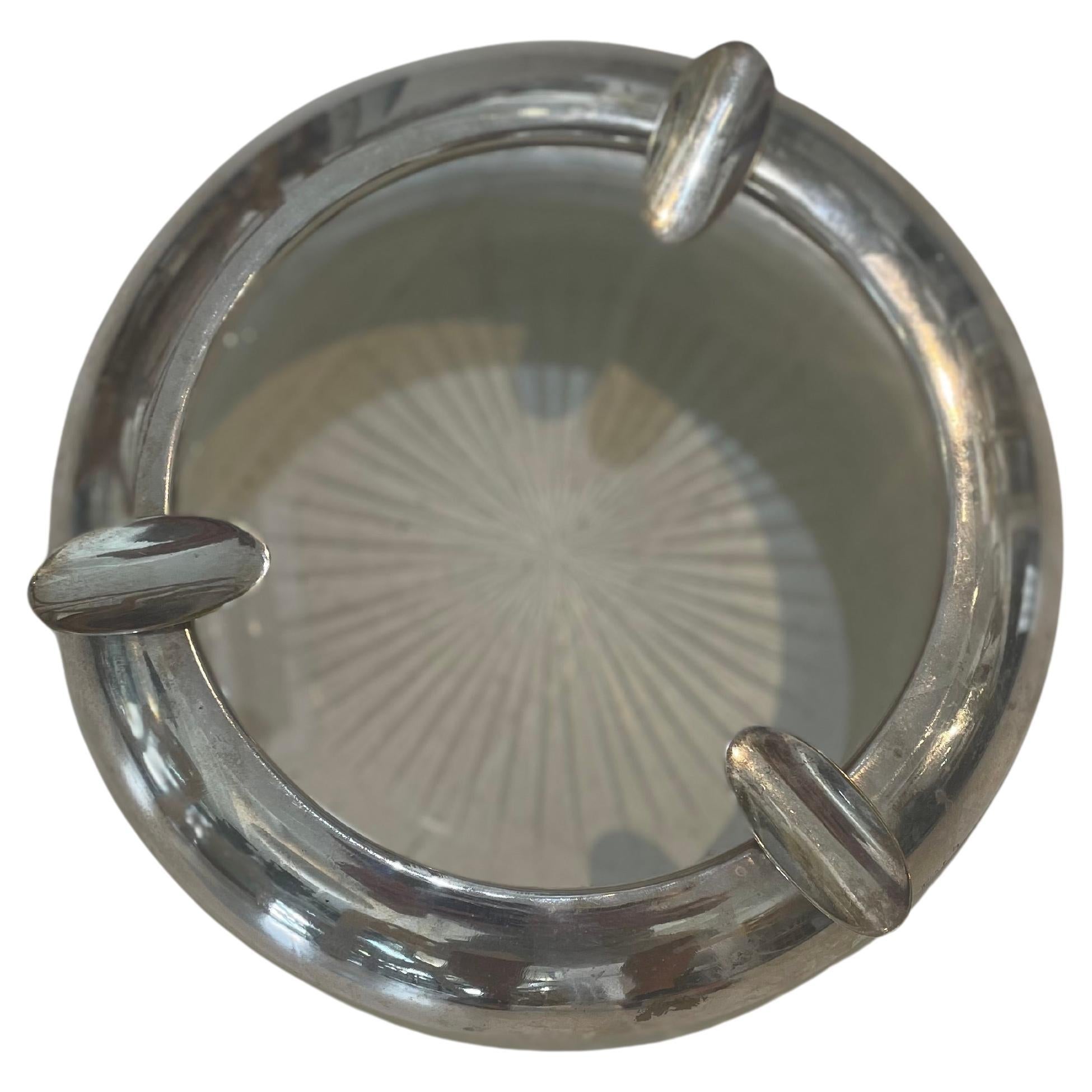 Cenicero vintage para puros Club Starburst de 9" de cristal y plata en venta