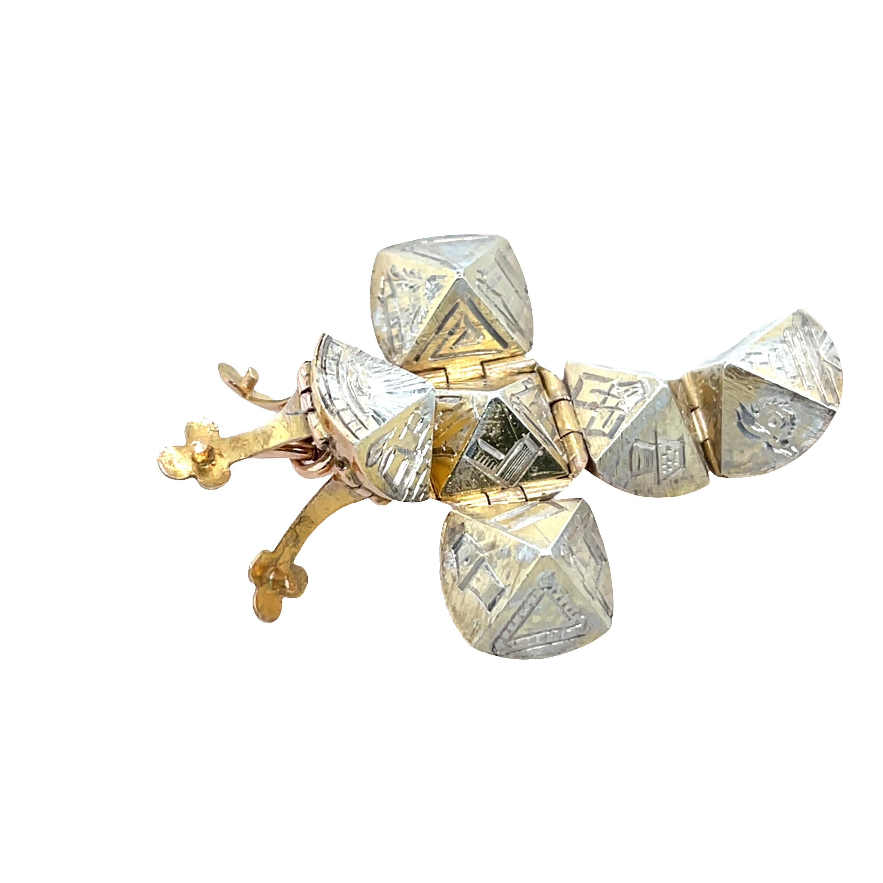 Women's or Men's Vintage 9 Ct Gold and Silver Masonic Ball Pendant For Sale