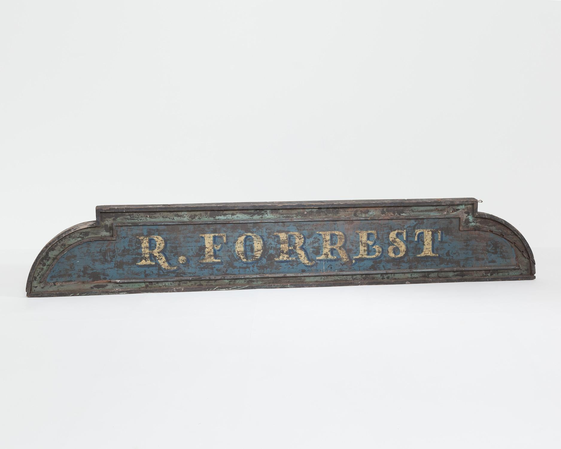 Vintage 9-Foot Wooden English Shop Sign In Good Condition For Sale In York, GB