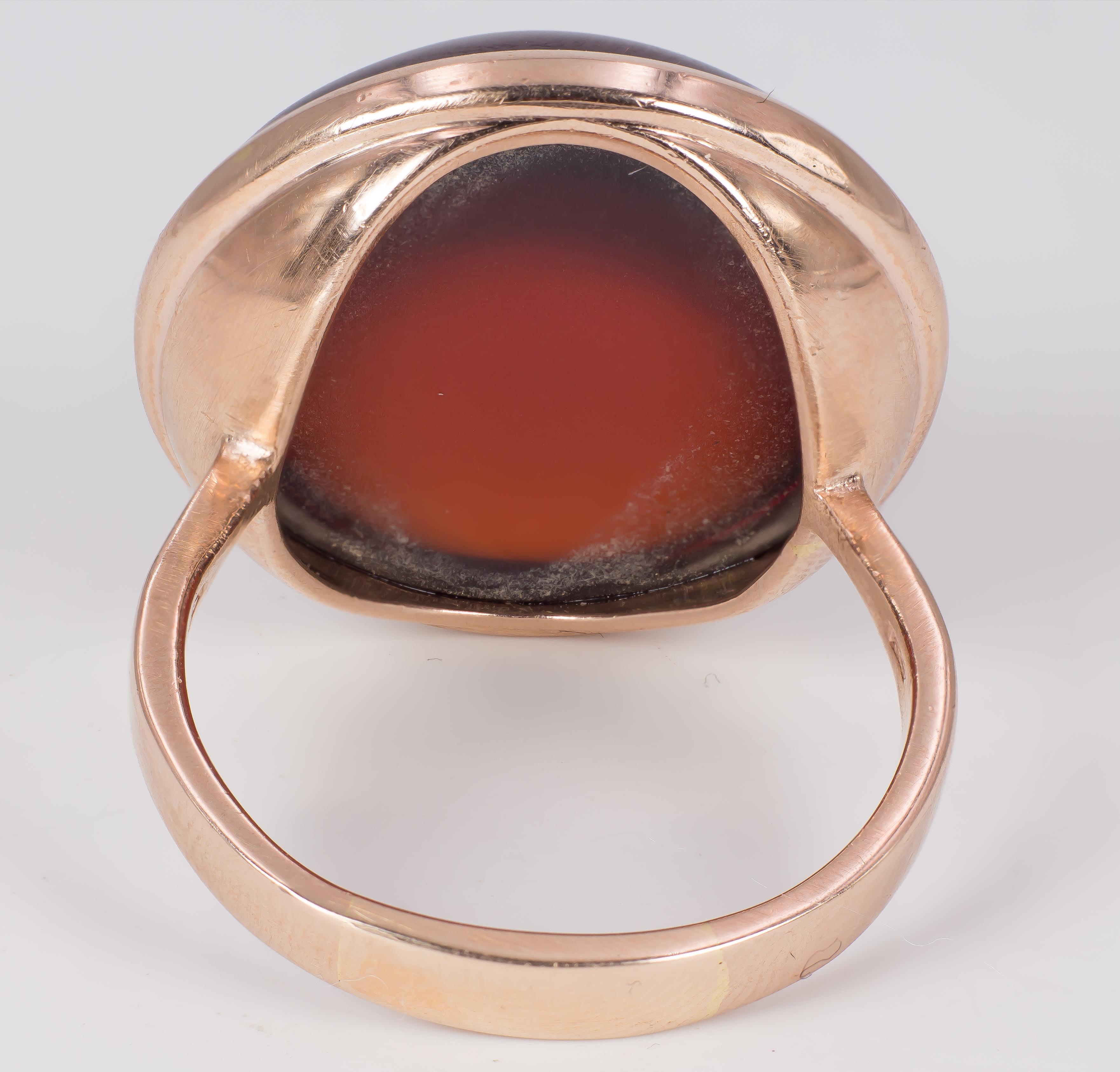 Women's Vintage 9 Karat Gold and Carnelian Ring, 1960s For Sale